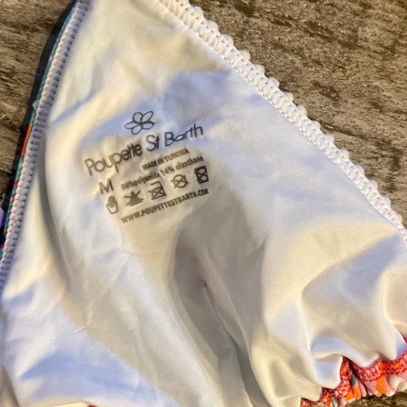 Poupette St. Barth Bikini Top in Orange/Green. - Picture 4 of 6